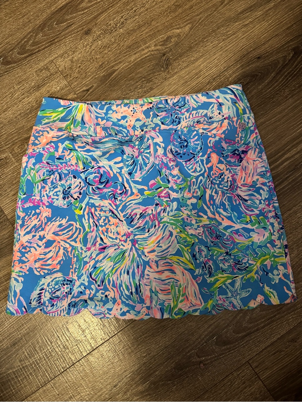 Lilly Pulitzer Blue Tropical Scallop Hem Skort